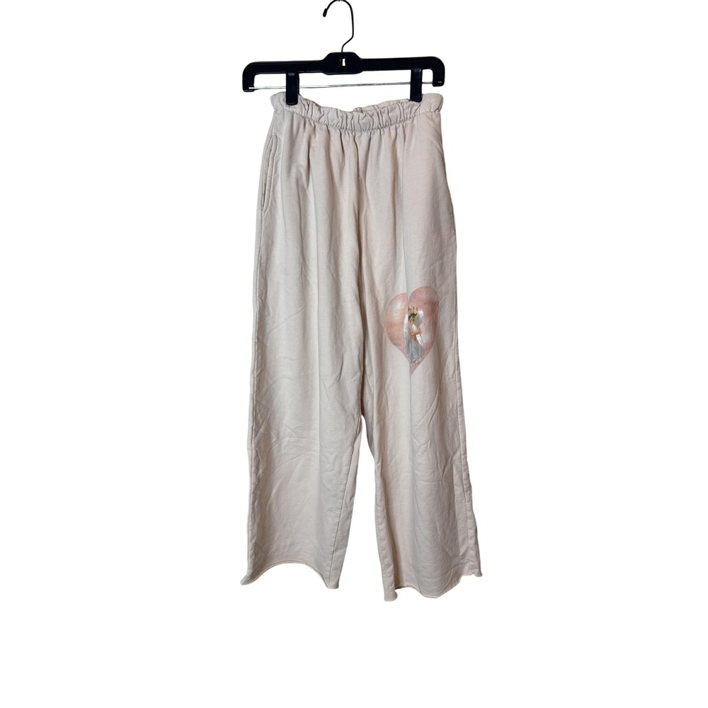Boys Lie Sweatpants Womens Medium Pink Fleece Wide Leg Angel Heart Logo Lounge‎